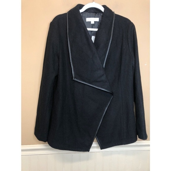 New York & Company Black Coat Wool Blend Size L NWT - Picture 1 of 7